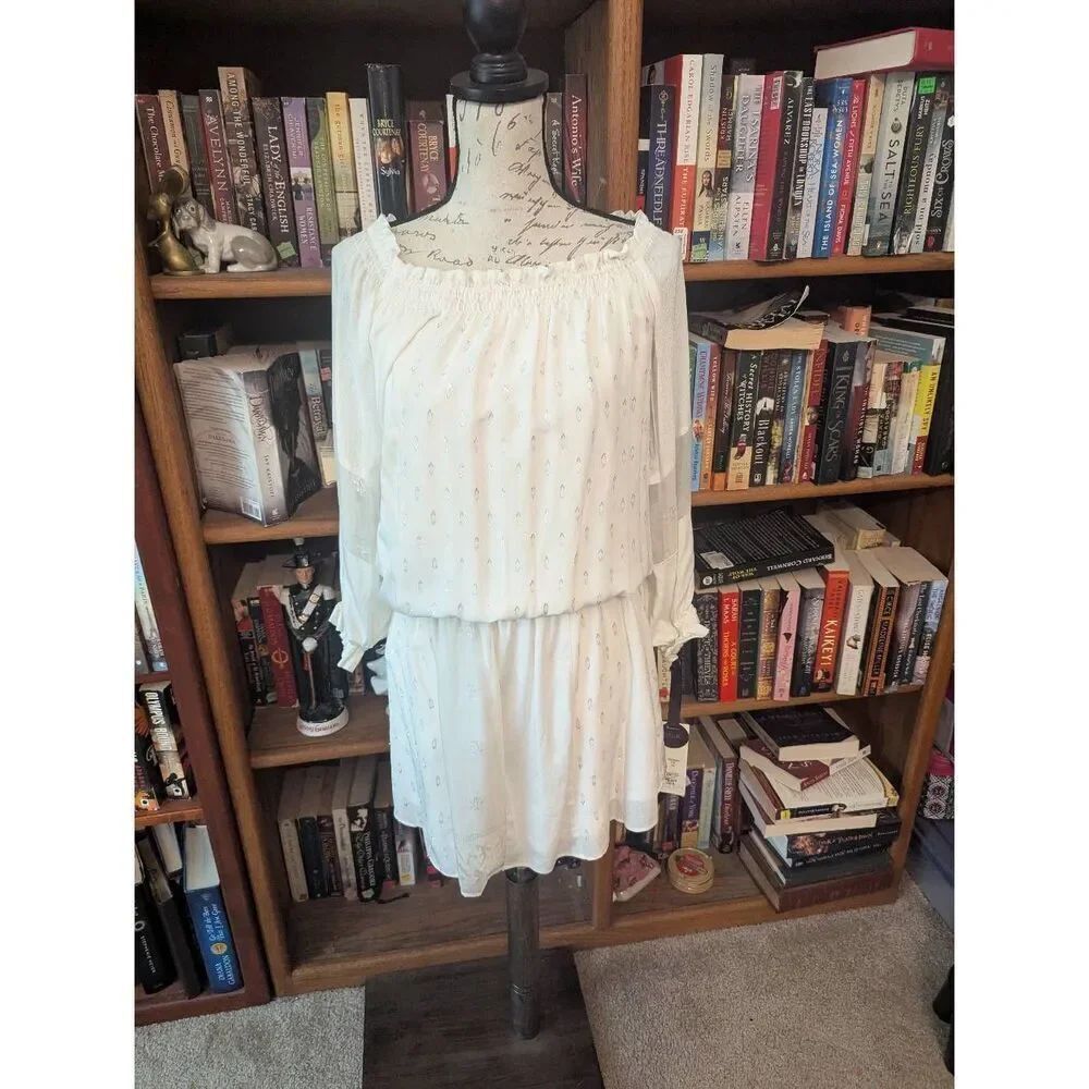 New Hale Bob Women's Size XS White Ivory Open Back Signature Mini Dress Silk